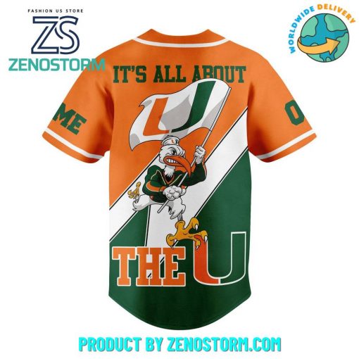 Miami Hurricanes Football Custom Name Baseball Jersey