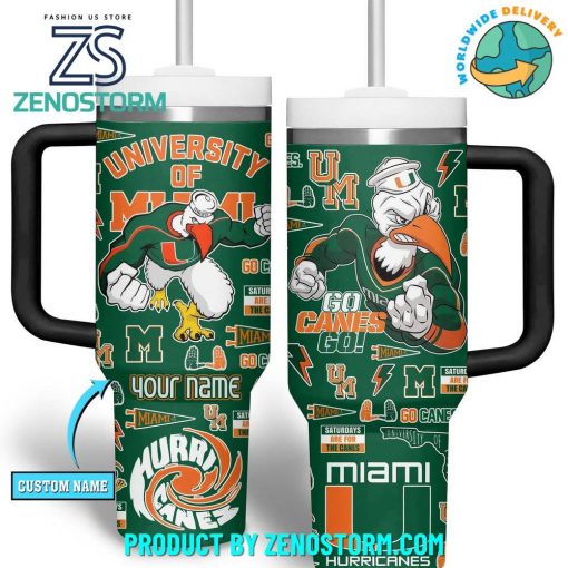 Miami Hurricanes NCAA Football Custom Name Stanley Tumbler