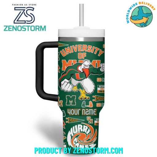 Miami Hurricanes NCAA Football Custom Name Stanley Tumbler