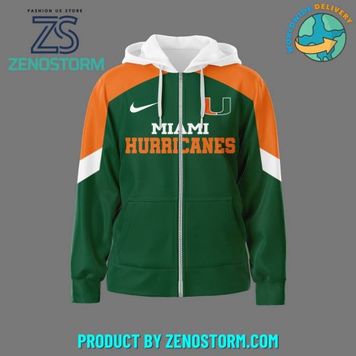 Miami Hurricanes NCAA Football Zip Hoodie – Green