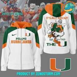 Miami Hurricanes NCAA Football Zip Hoodie – White