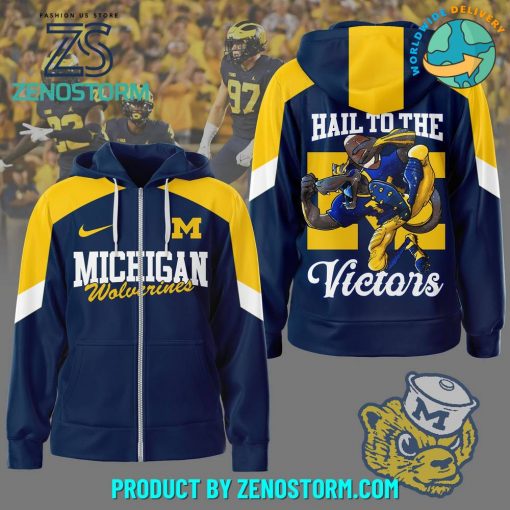 Michigan Wolverine Hail To The Victors Zip Hoodie – Blue