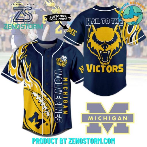 Michigan Wolverines NCAA Football Customized Baseball Jersey