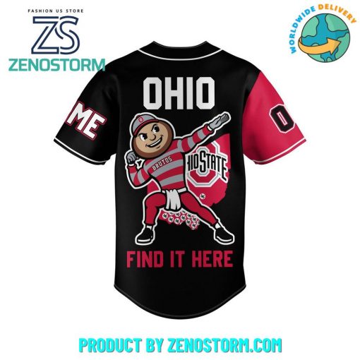 Ohio State Buckeyes Find It Here Custom Name Baseball Jersey