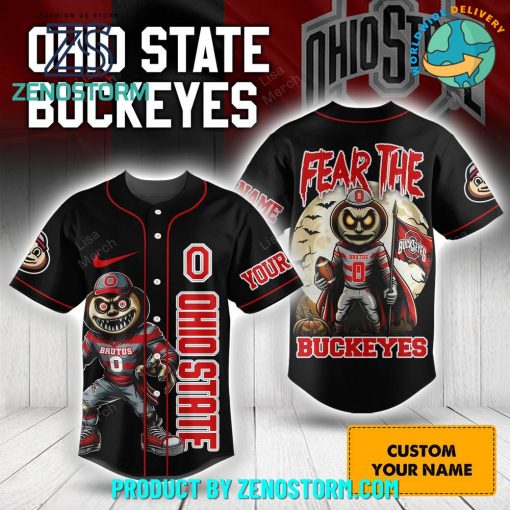 Ohio State Buckeyes Happy Halloween Personalized Baseball Jersey