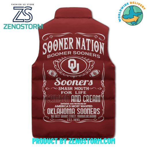 Oklahoma Sooners NCAA Sleeveless Puffer Down Vest