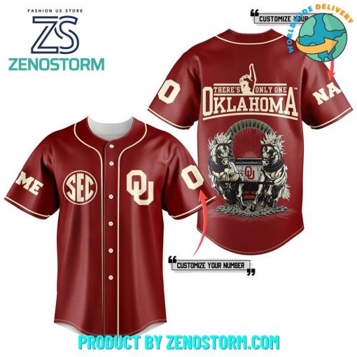 Oklahoma Sooners Only One Personalized Baseball Jersey