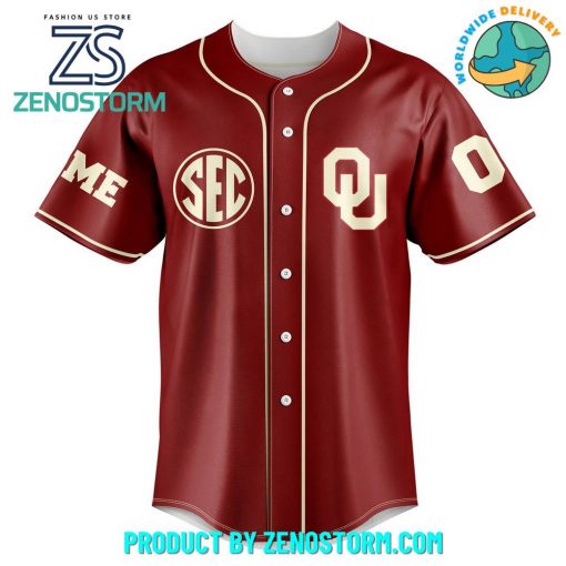 Oklahoma Sooners Only One Personalized Baseball Jersey