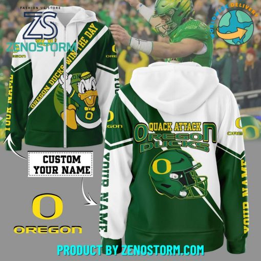 Oregon Ducks Win The Day Personalized Zip Hoodie – Green