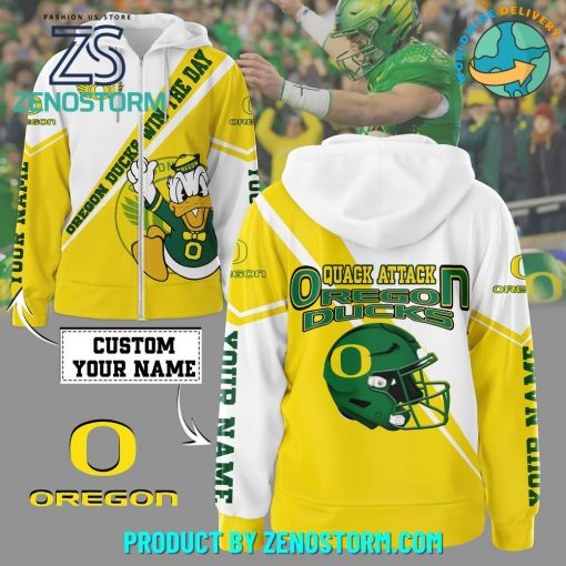 Oregon Ducks Win The Day Personalized Zip Hoodie – Yellow