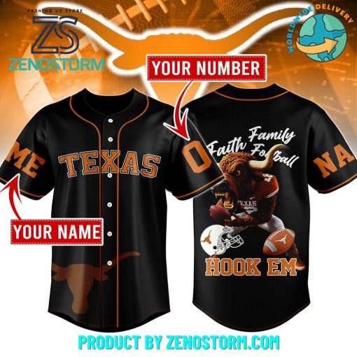 Texas Longhorns Family Football Custom Name Baseball Jersey