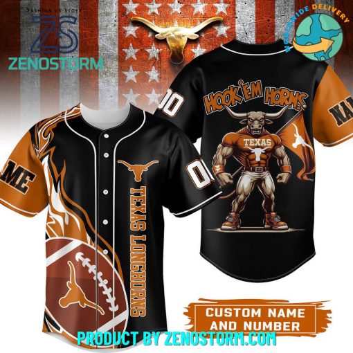 Texas Longhorns Football Custom Name Baseball Jersey