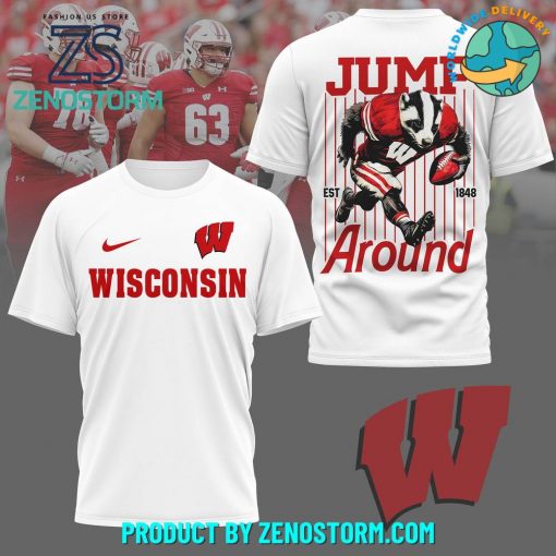 Wisconsin Badgers Football Jump Around Shirt – White