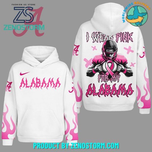 Alabama Crimson Tide I Wear Pink Hoodie – White