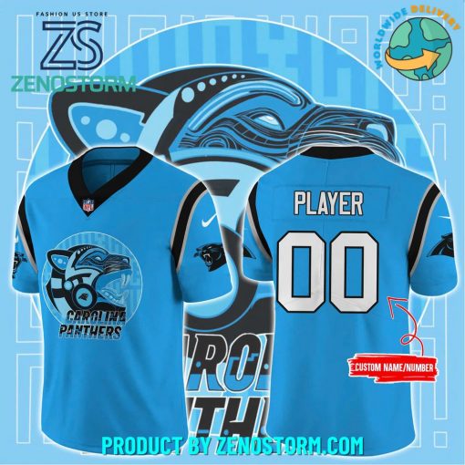 Carolina Panthers 2024 Feliz Latino Heritage Month Blue Football Jersey