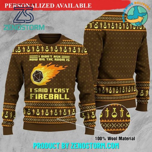 How Big The Room I Cast Fireball Ugly Christmas Sweater