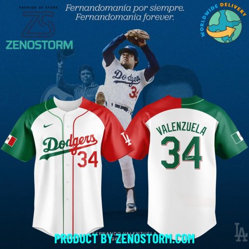 Los Angeles Dodgers Fernando Valenzuela Forever 34 Mexican Baseball Jersey