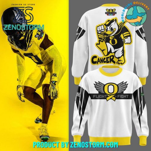 Oregon Ducks Stomp Out Cancer Heroes Sweatshirt – White