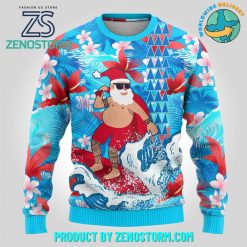 Santa Claus Surfing Kakau Tropical Style Ugly Christmas Sweater