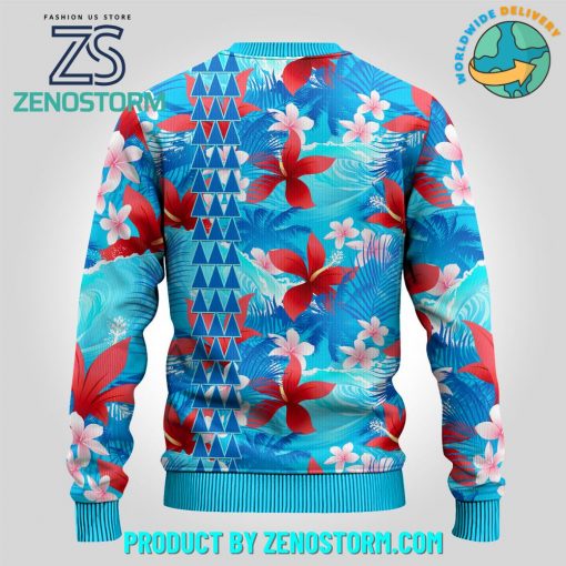 Santa Claus Surfing Kakau Tropical Style Ugly Christmas Sweater