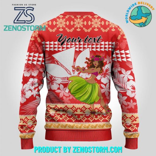 Santa Claus and Hula Dancing Merry Christmas Personalized Ugly Sweater