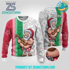 Santa Playing Ukele Personalized Ugly Christmas Sweater