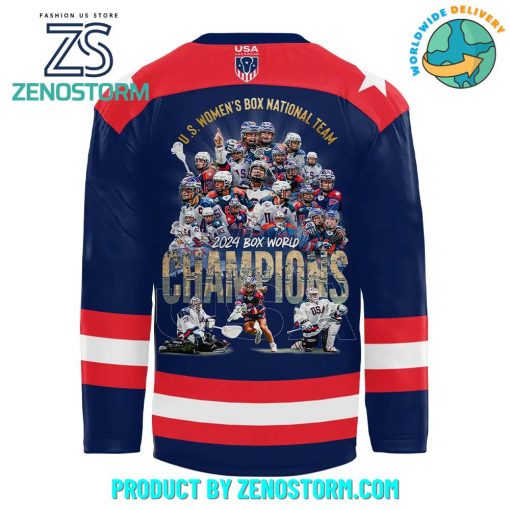 United States 2024 Are The First Ever Women Box Champs Hockey Jersey