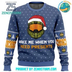 Wake Me When You Need Presents Halo Ugly Sweater