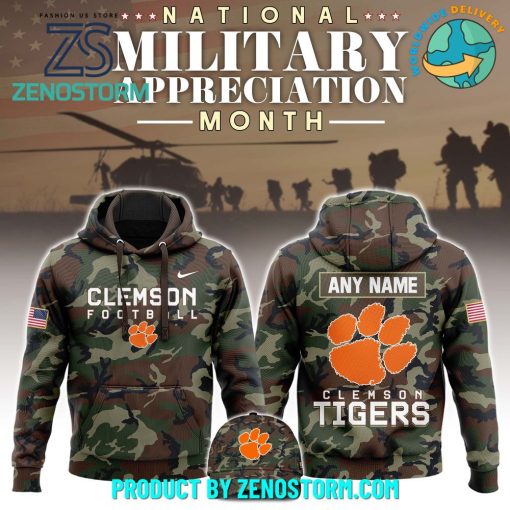 Clemson Football 2024 Military Appreciation Club Hoodie, Pants, Cap