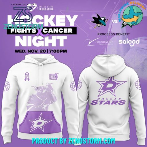 Dallas Stars NHL 2024 Hockey Fights Cancer Night White Hoodie