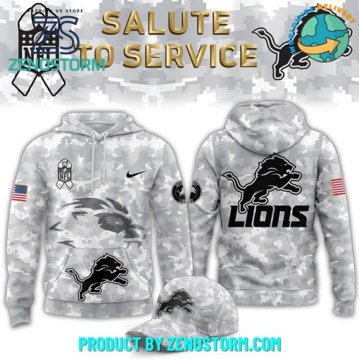 Detroit Lions Nike Arctic Camo 2024 Salute to Service Hoodie, Pants, Cap