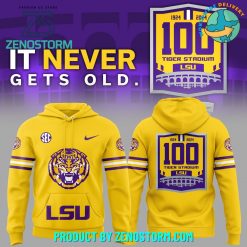 LSU Tigers Football 100 Tigers Stadium Yellow Hoodie, Pants, Cap