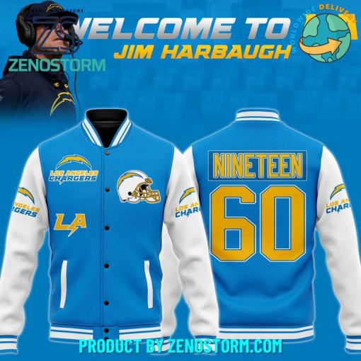 Los Angeles Chargers Coach Jim Harbaugh Baseball Jacket