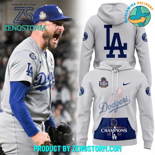 Los Angeles Dodgers 2024 World Series Champions Gray Hoodie