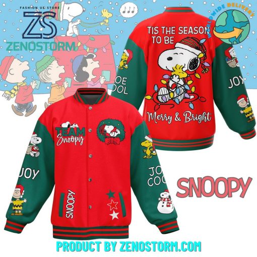 Snoopy Tis The Season To Be Baseball Jacket