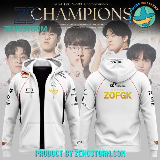 T1 2024 World Champions Series “ZOFGK” Zip Hoodie, Pants, Cap