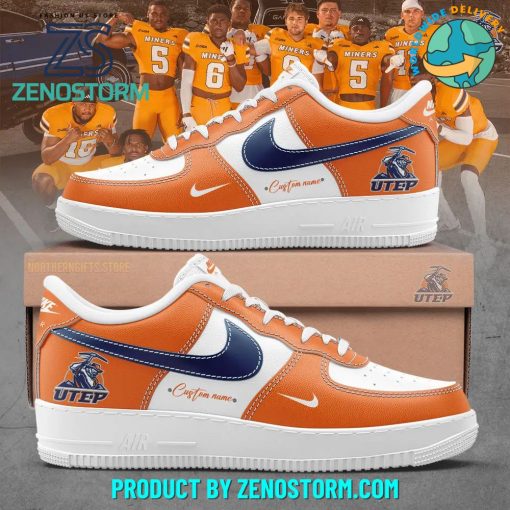 UTEP Miners Football Orange Custom Name Nike Air Force 1