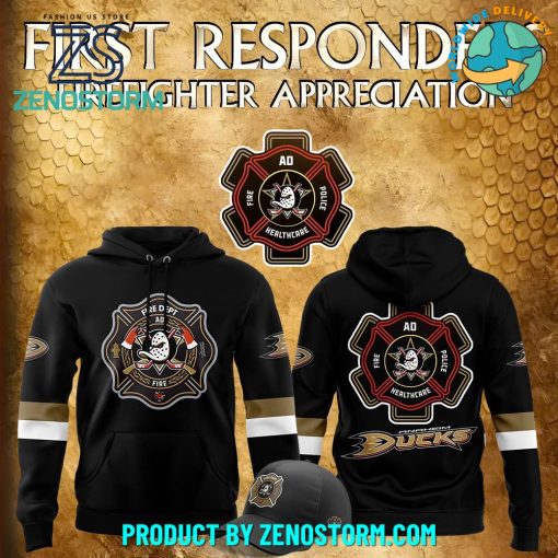 Anaheim Ducks x 2024 Firefighter Appreciation Night Hoodie, Cap