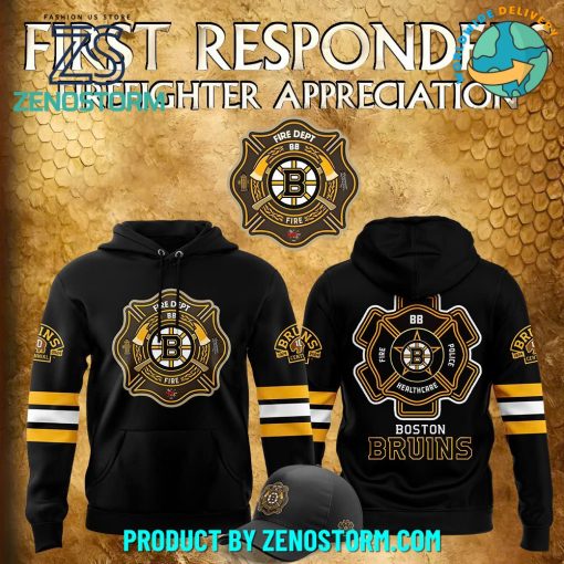 Boston Bruins x 2024 Firefighter Appreciation Night Hoodie, Cap