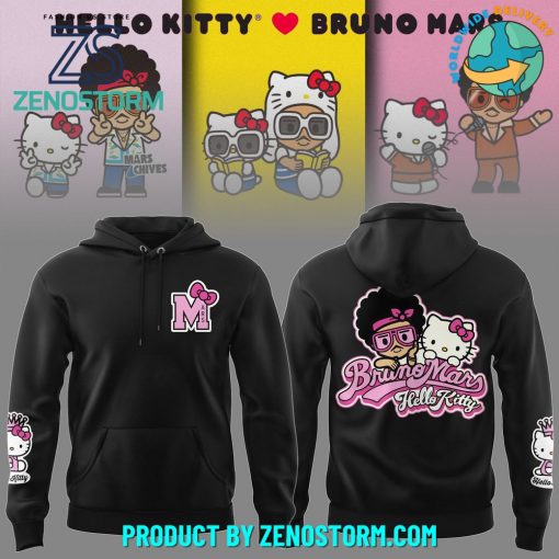 Bruno Mars Collaboration Hello Kitty Limited Black Hoodie, Cap