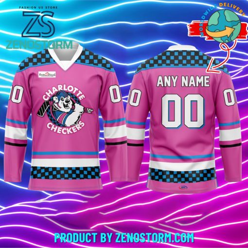 Charlotte Checkers Neon Night Hockey Jersey 2024