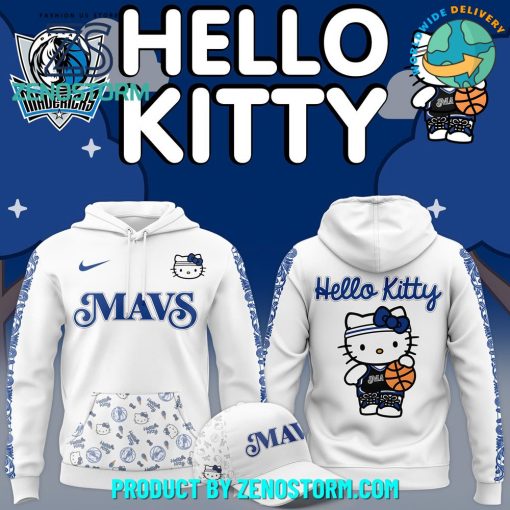 Dallas Mavericks NBA Hello Kitty White Hoodie, Cap