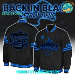 Detroit Lions Back In Black NFL Baseball Jacket 2024