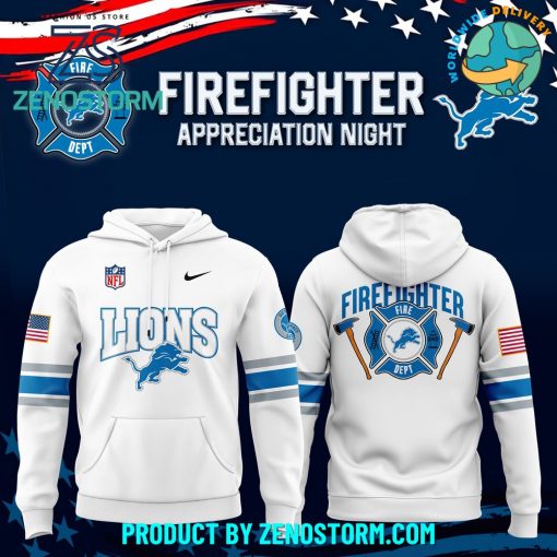 Detroit Lions x 2024 Firefighter Appreciation White Hoodie