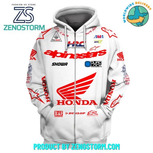 Honda Motocross Limited Edition Personalized White Hoodie, Zip Hoodie, Sweatshirt