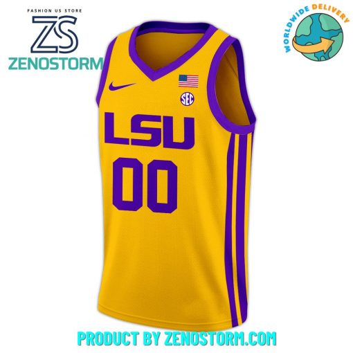 LSU Tigers Basketball Gold Uniform Basketball Jersey