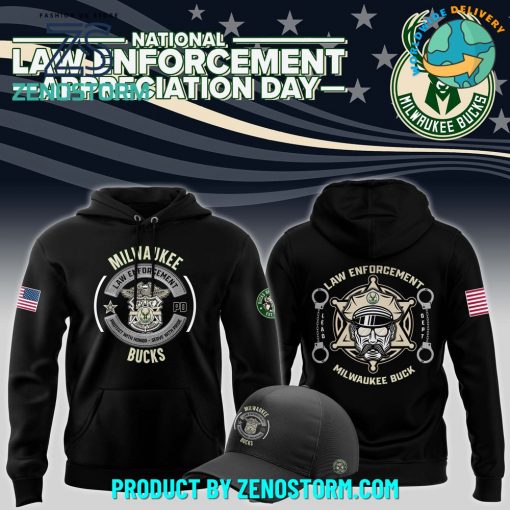 Milwaukee Bucks 2024 Law Enforcement Appreciation Day Hoodie, Cap