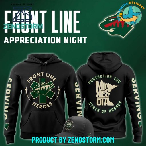 Minnesota Wild x 2025 Front Line Appreciation Night Hoodie, Cap