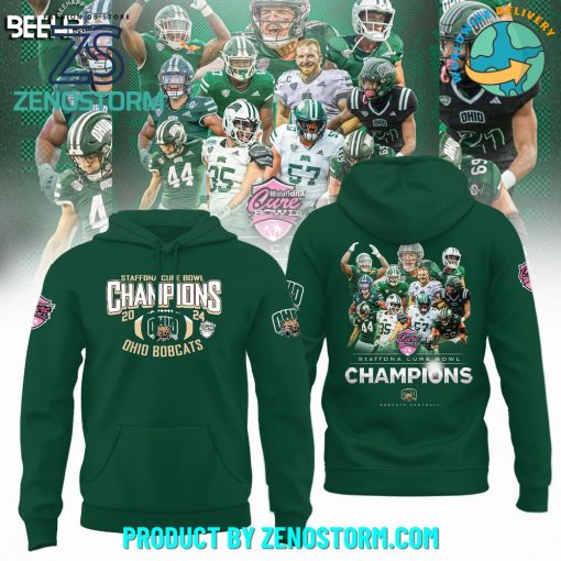 Ohio Bobcats Staffdna Cure Bowl Champions Green Hoodie