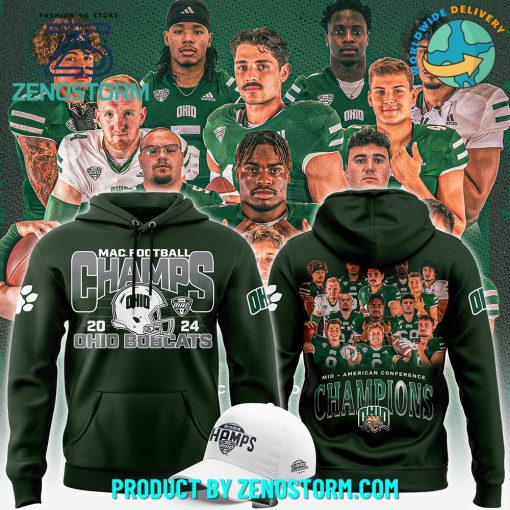 Ohio Bobcats football MAC Champions 2024 Hoodie, Cap